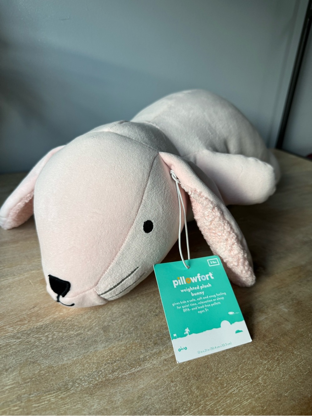Pillowfort Plush Weighted Bunny - Pale Pink